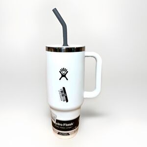 Hydro Flask 40oz White Travel Tumbler w/ Replacement Straw Brand New